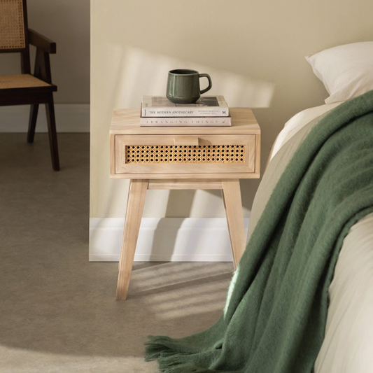 Single Drawer Bedside Table Rattan