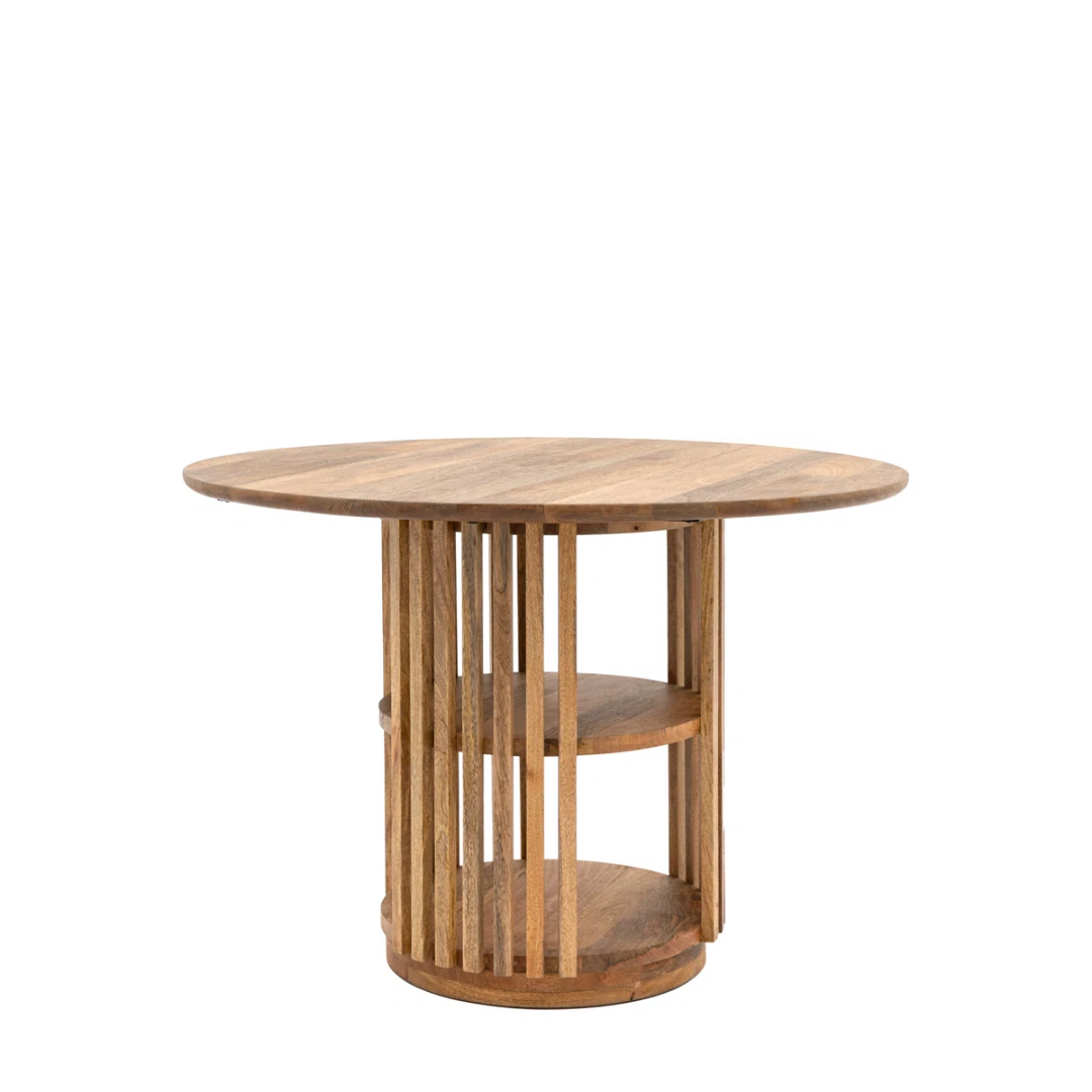 Slated Mango Wood Round Dining Table
