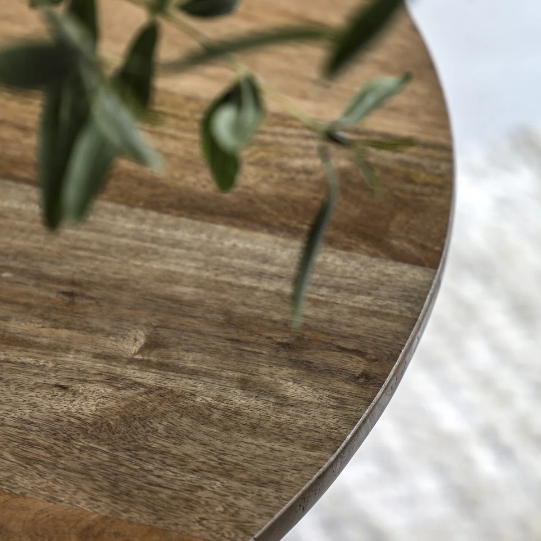 Slated Mango Wood Round Dining Table