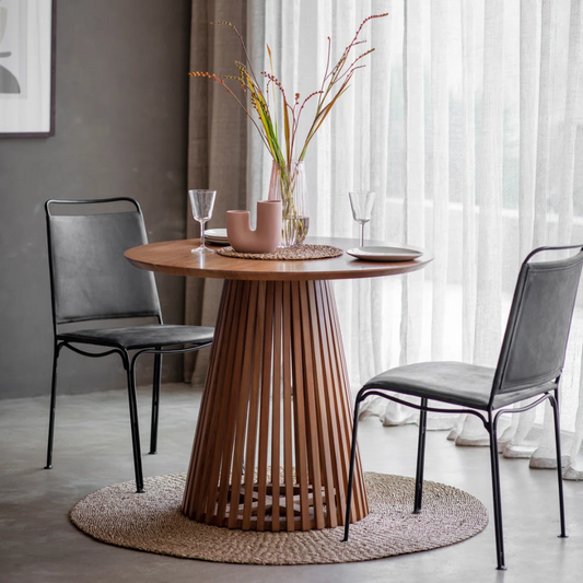 Slatted Round Solid Wood Kitchen Table