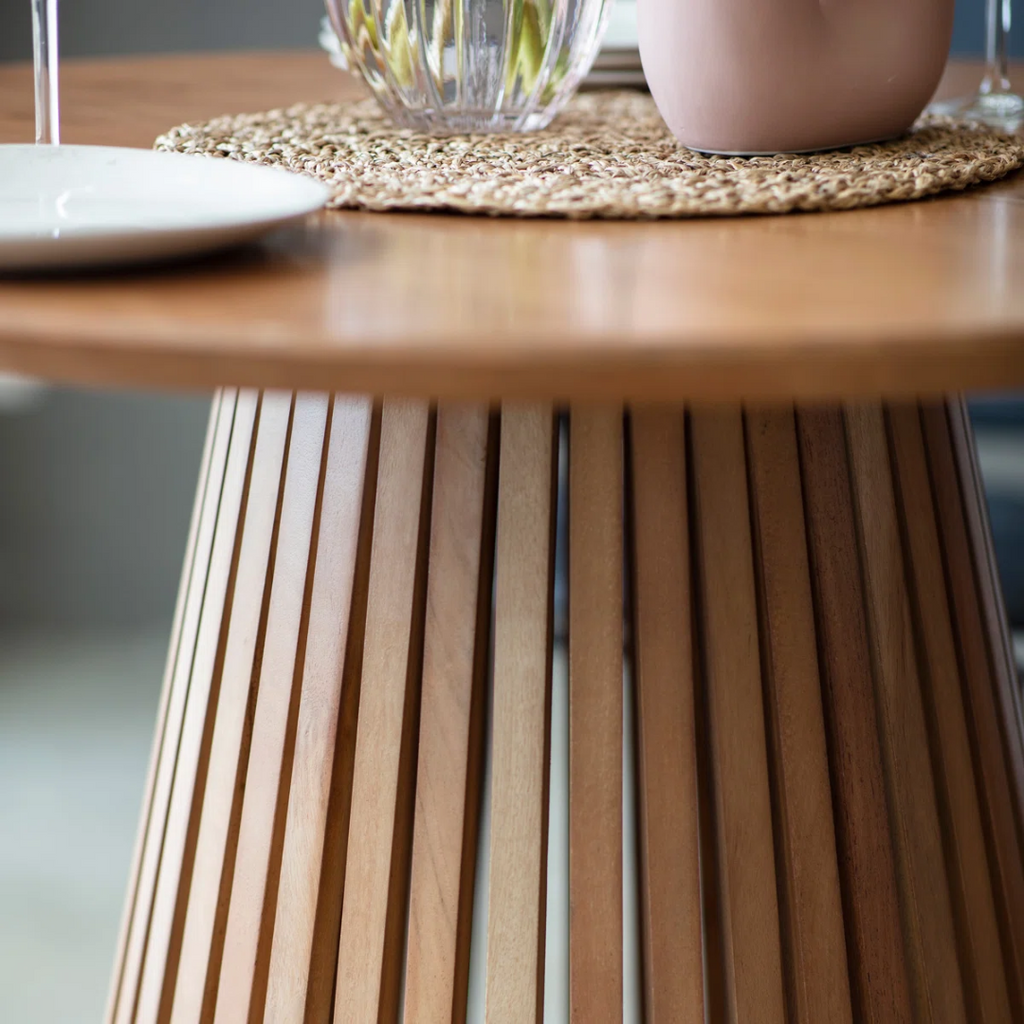 Slatted Round Solid Wood Kitchen Table
