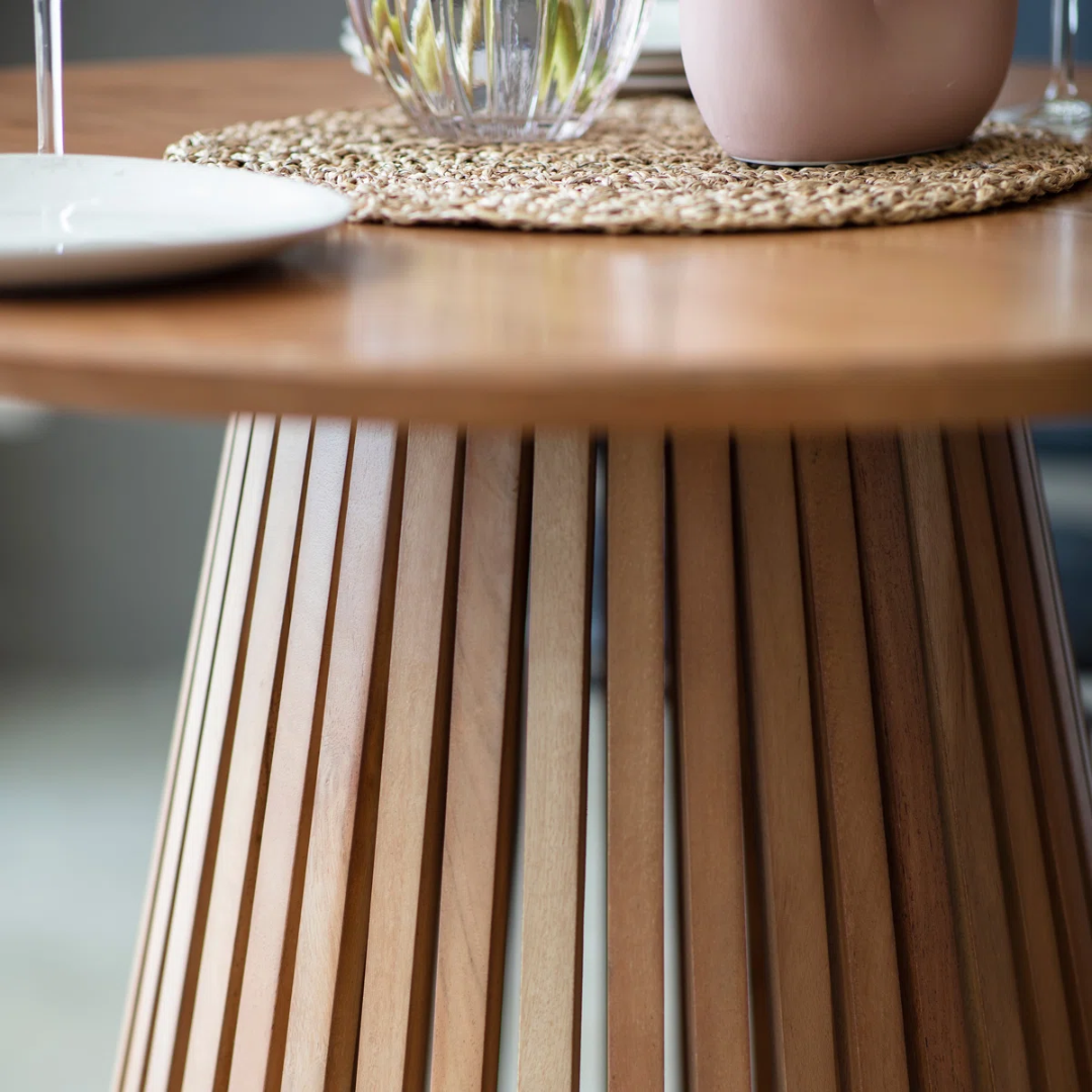 Slatted Round Solid Wood Kitchen Table