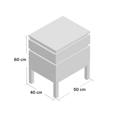 Solid Wood Black Modern Bedside Table, dimensions.