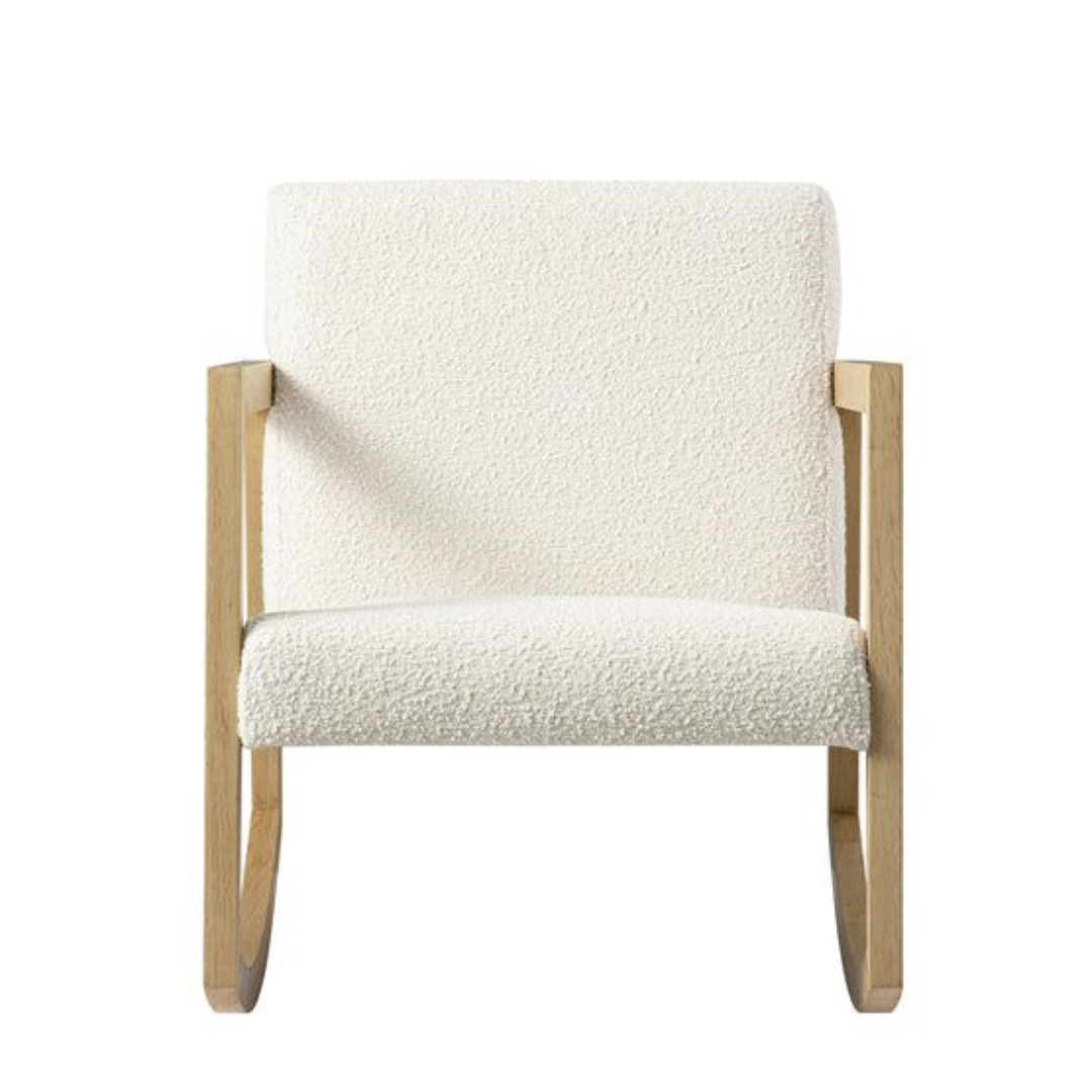 Solid Wood Boucle Nursery Chair