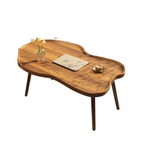 Solid wood cloud coffee table with curved edges, white background.