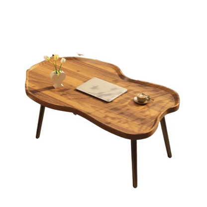 Solid wood cloud coffee table with curved edges, white background.