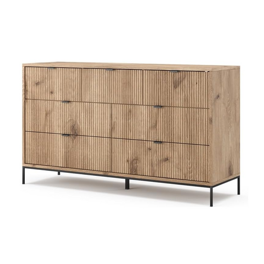 Solid Wood Fluted Chest Of Drawers Mid Century Modern