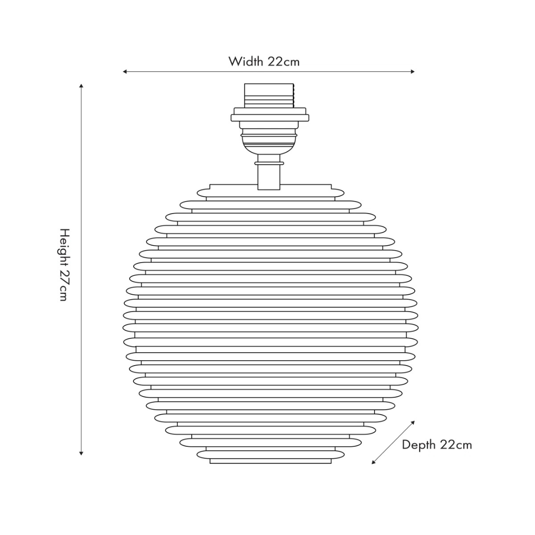 Line drawing of a decorative object with dimensions labeled