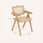 Solid Wood Rattan Dining Table Chairs - Set Of Two