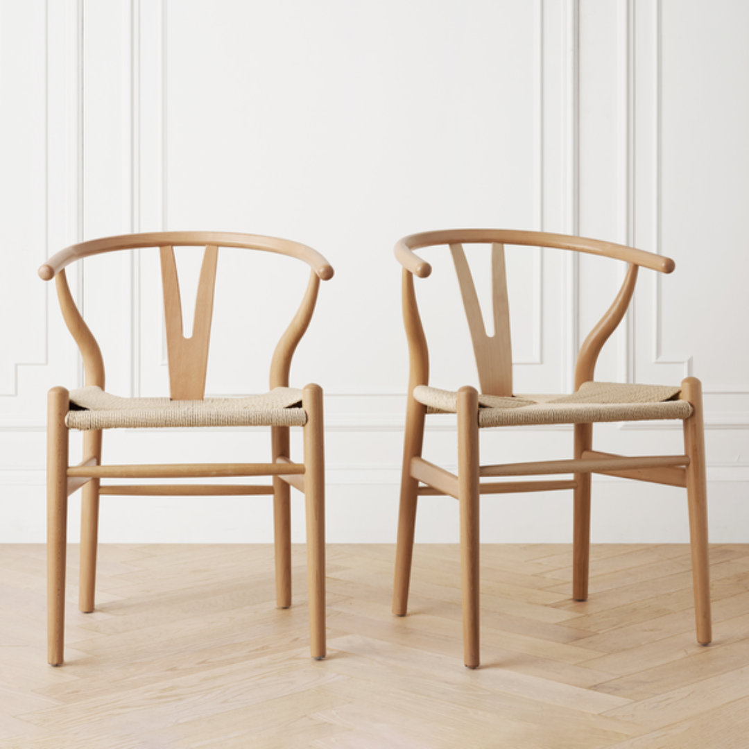 Solid Wood Woven Rattan Dining Chair styled in a modern background