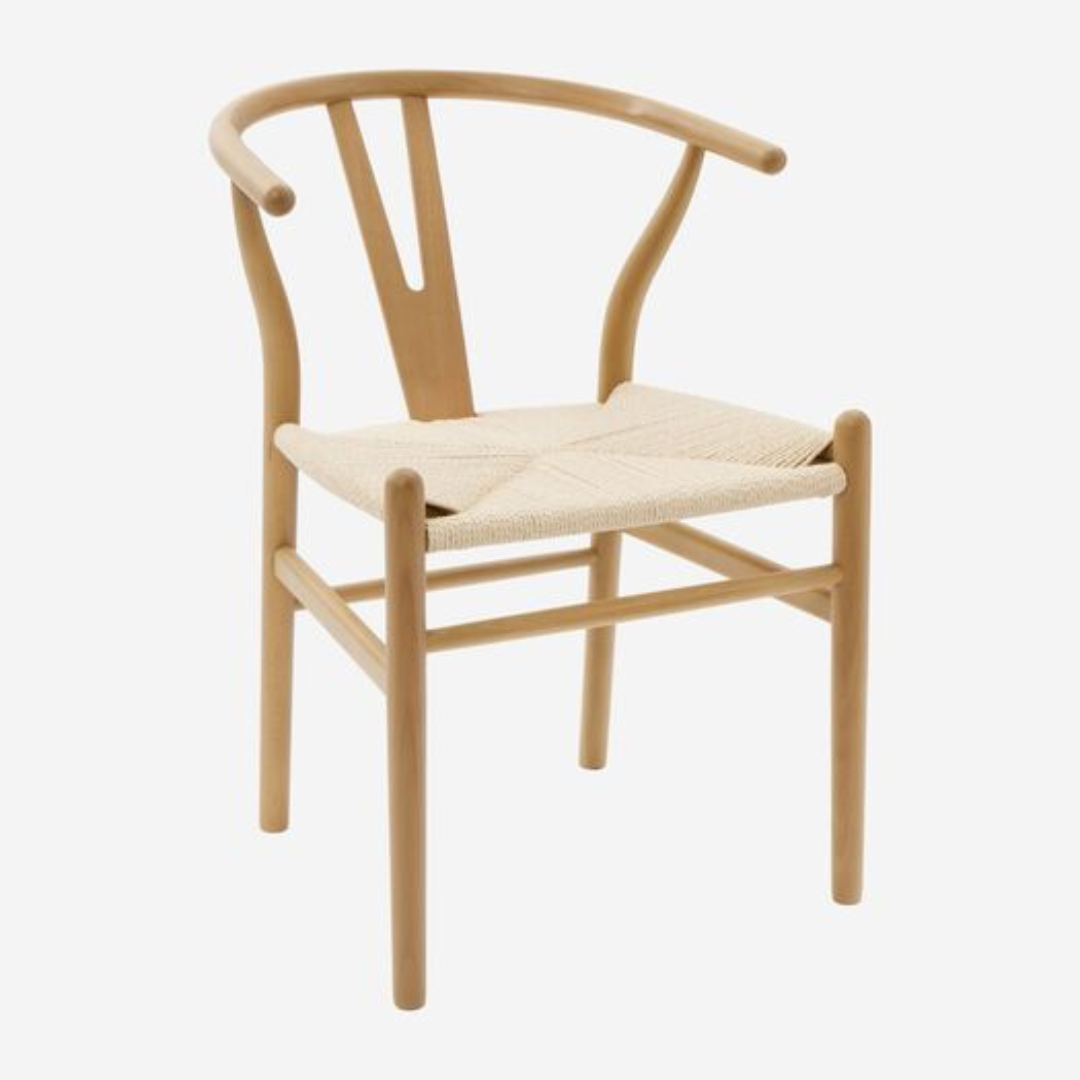 Solid Wood Woven Rattan Dining Chair side view