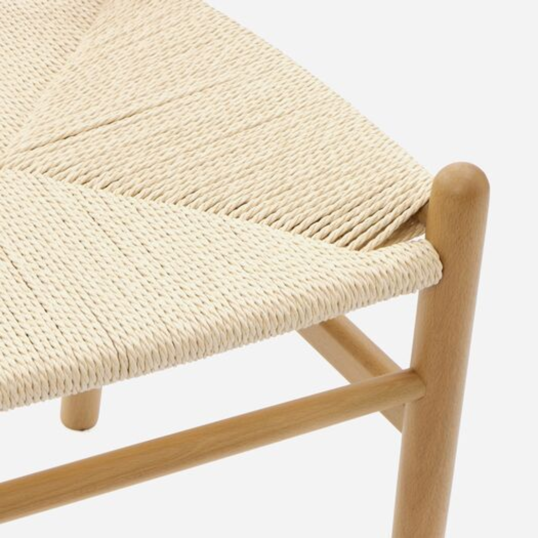 Solid Wood Woven Rattan Dining Chair close up of the woven detail
