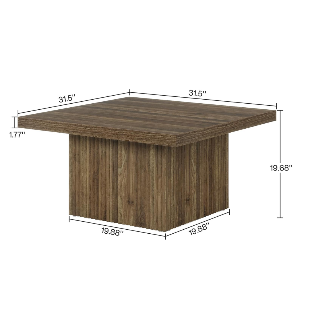 Wooden table with dimensions labeled on a white background