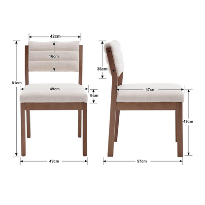Solid Wood Linen Dining Room Chairs size dimensions