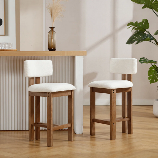 Solid Wood Scandinavian Bar Stools - Set Of Two