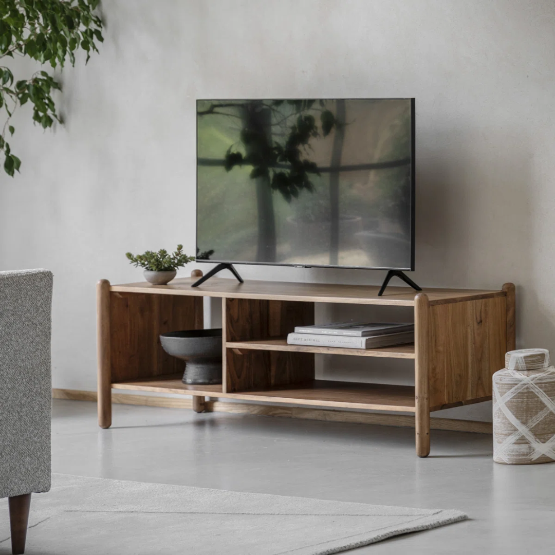 Solid Wood TV Stand With Storage