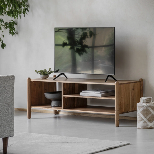 Solid Wood TV Stand With Storage