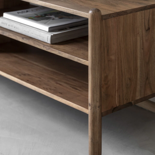 Solid Wood TV Stand With Storage
