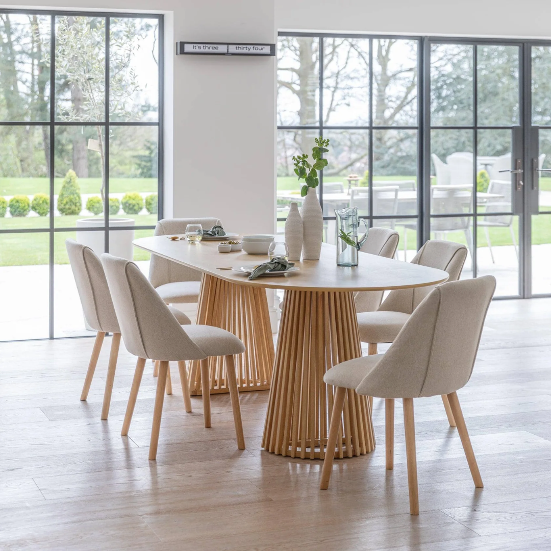 Upholstered Dining Room Chairs beige - Set Of Two styled around a modern dining room table
