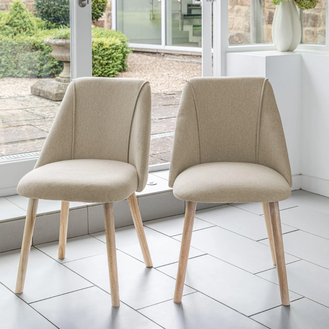Upholstered Dining Room Chairs beige - Set Of Two front view
