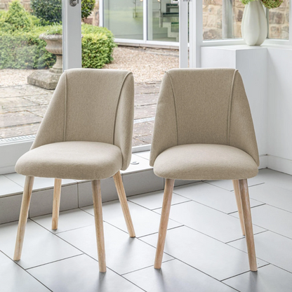 Upholstered Dining Room Chairs beige - Set Of Two front view