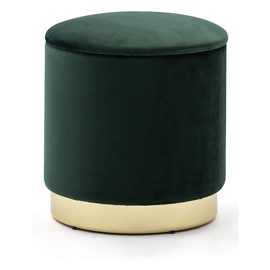 Velvet Ottoman With Storage With Gold Base, green.