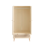 Beige wardrobe with mesh panel on a white background