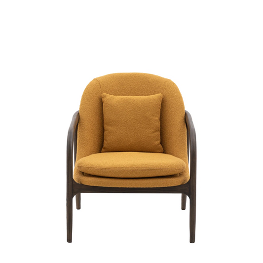 Walnut Frame Mustard Accent Chair