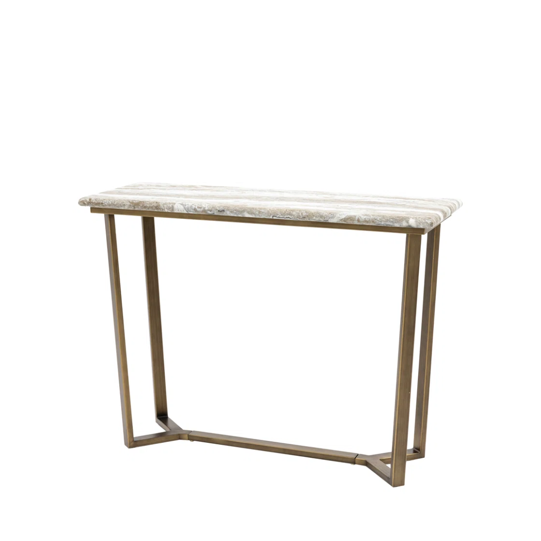 Walnut Wood Console Tables Marble Top