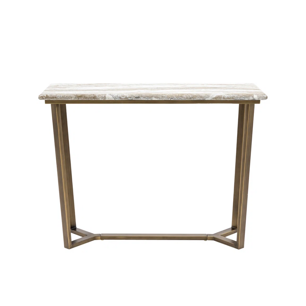 Walnut Wood Console Tables Marble Top