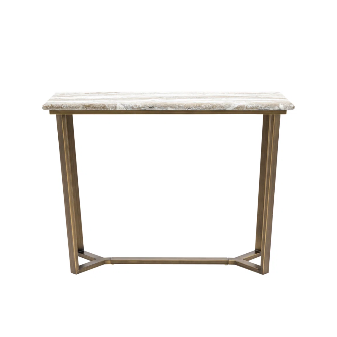 Walnut Wood Console Tables Marble Top