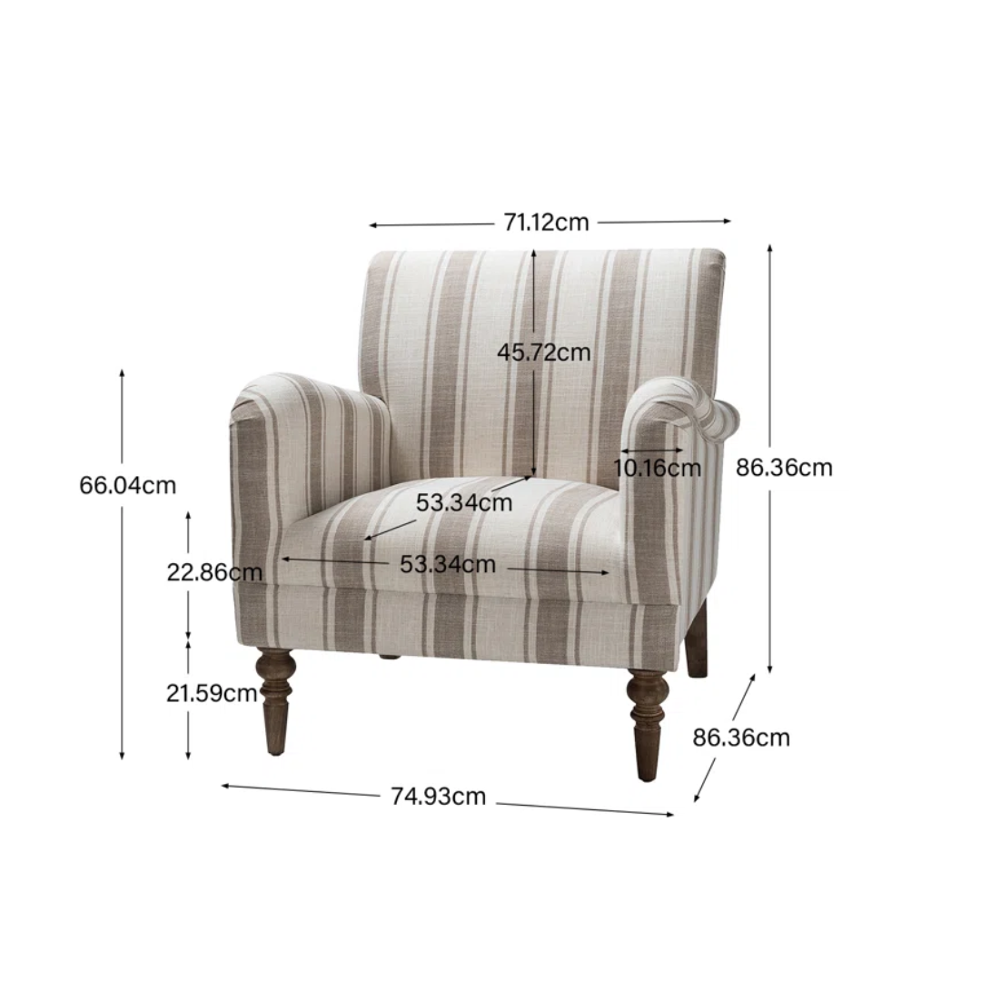Linen Grey striped armchair