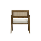 Walnut Upholstered Rattan Back Dining Chair