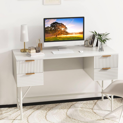 White Modern Home Office Desk, set in a model home.