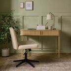 Wood Modern Mid Century Desk, set in a mid century styled office.