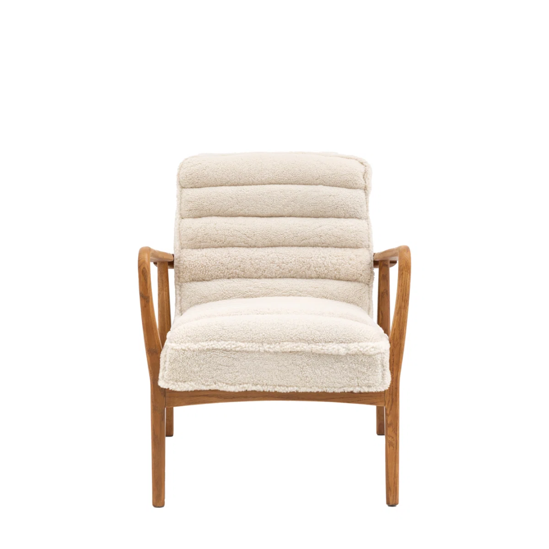Wood Frame Sheepskin Armchair