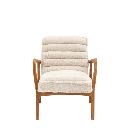 Wood Frame Sheepskin Armchair
