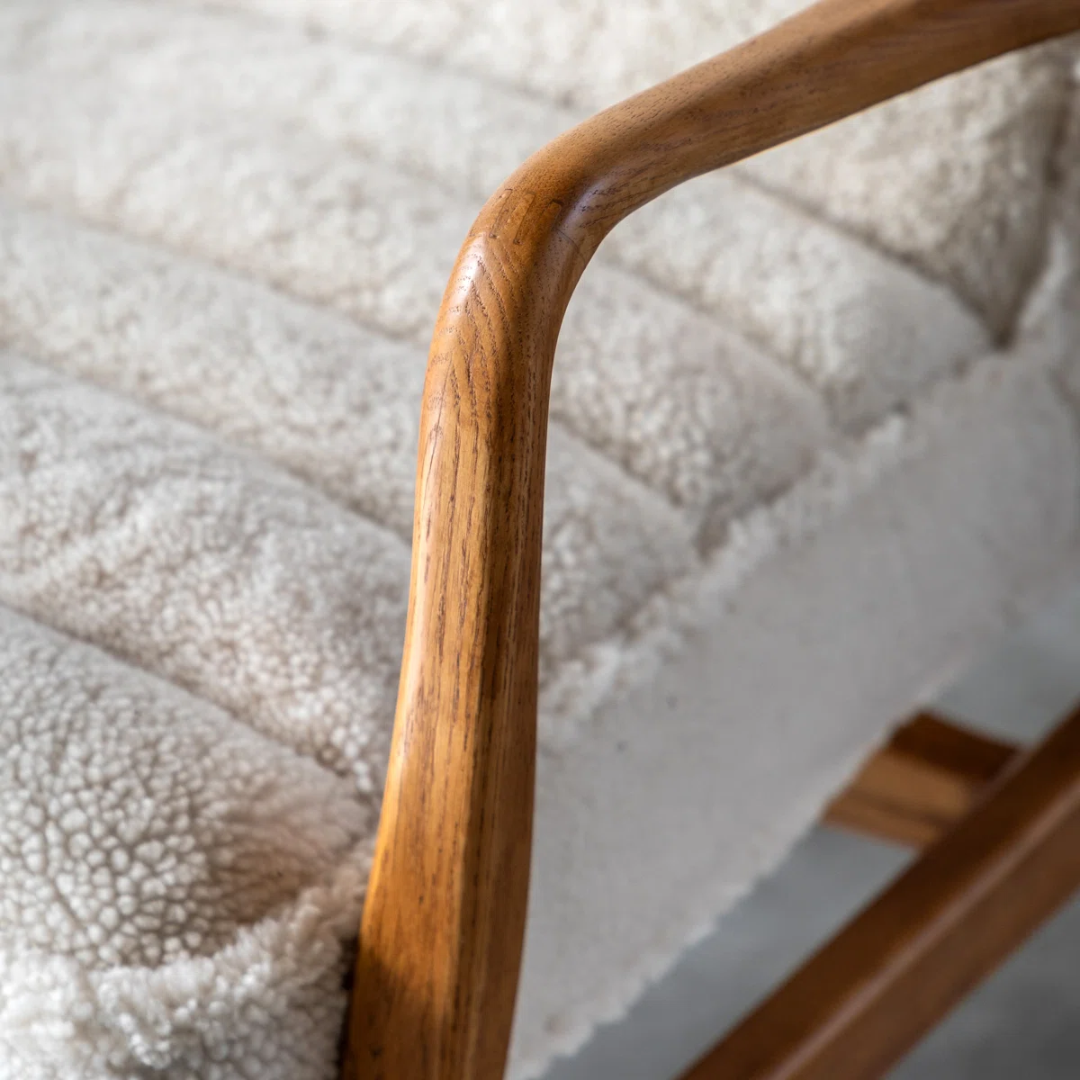 Wood Frame Sheepskin Armchair