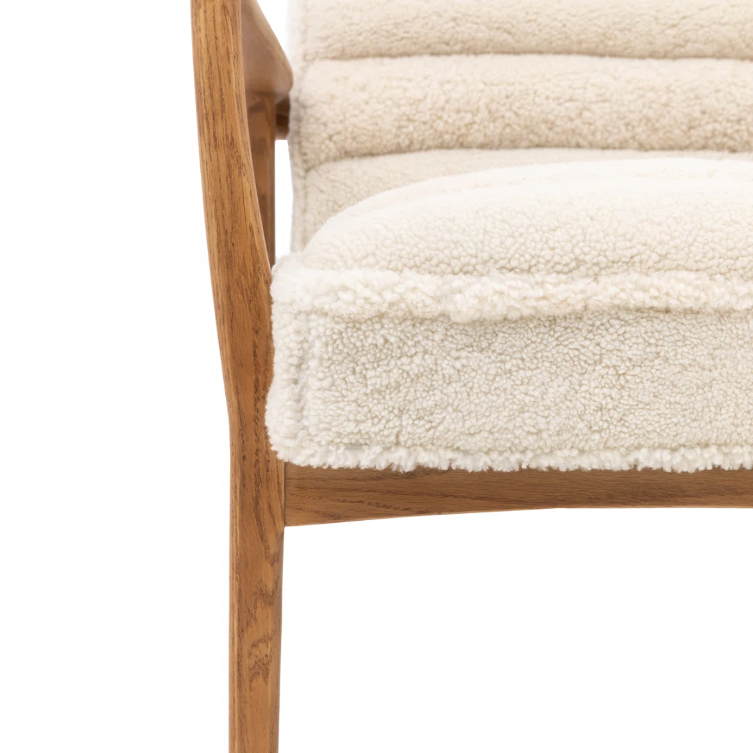 Wood Frame Sheepskin Armchair
