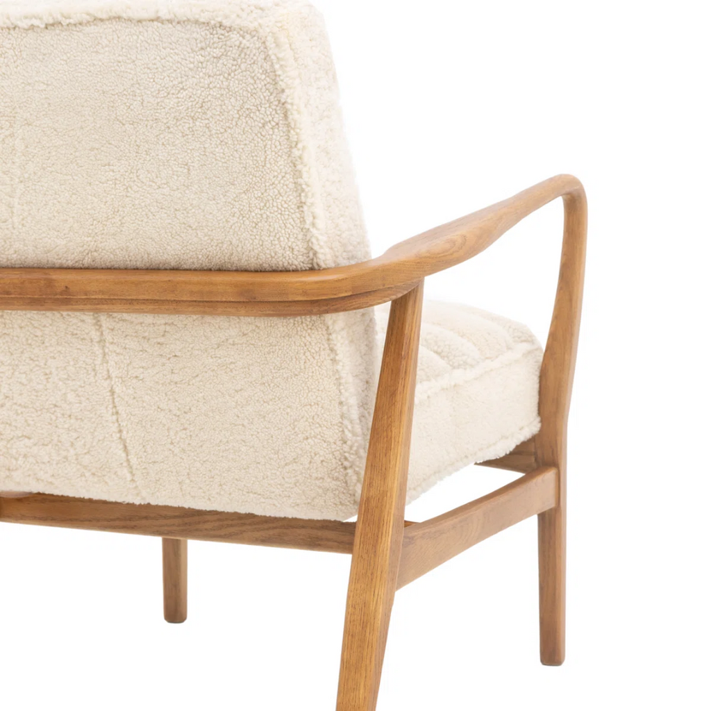 Wood Frame Sheepskin Armchair