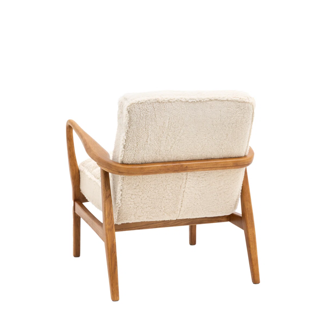 Wood Frame Sheepskin Armchair