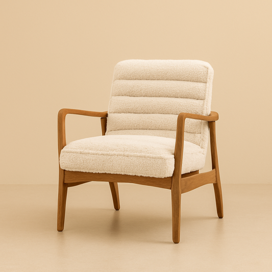 Wood Frame Sheepskin Armchair