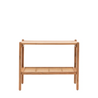 Wooden Rustic Console Table With Rattan Shelf