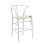 Woven White Wishbone Bar Stool front view