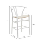 Woven White Wishbone Bar Stool size dimensions