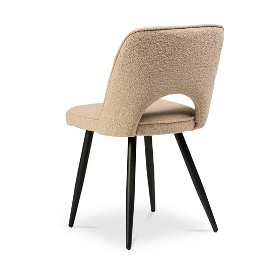 Beige Boucle Dining Room Chairs back view