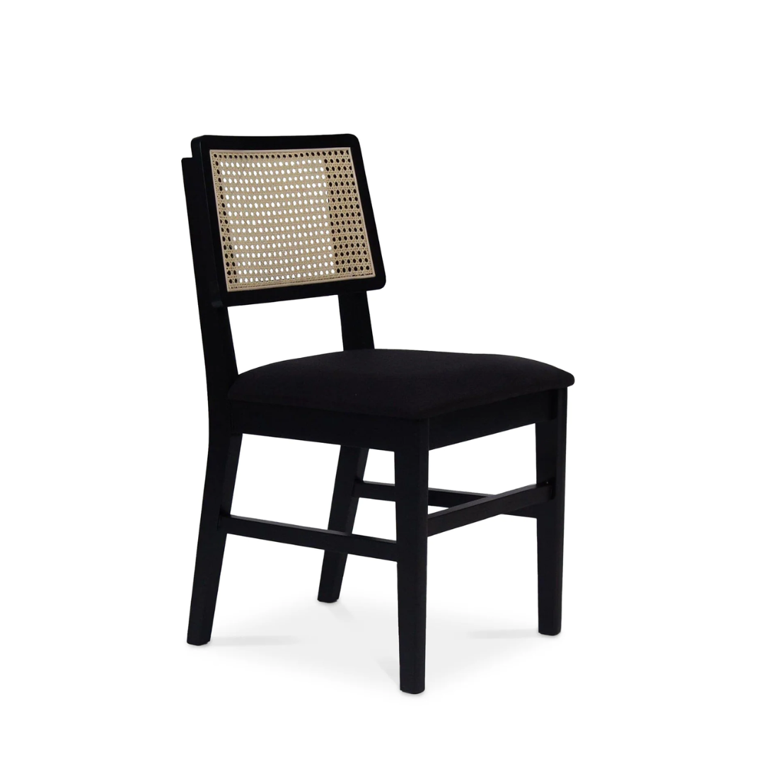 Black Rattan Dining Chairs – Set of Two front view