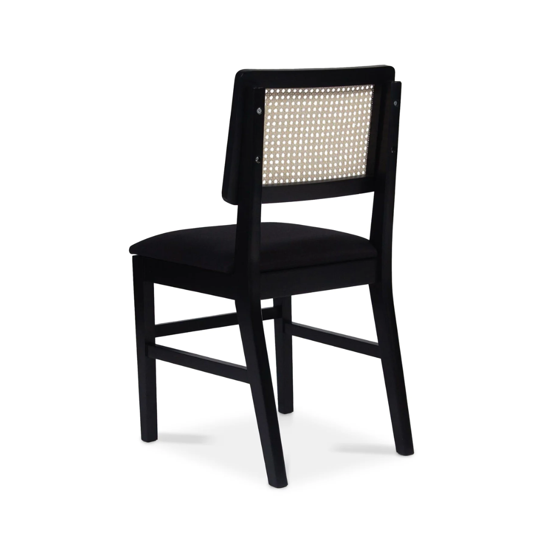 Black Rattan Dining Chairs – Set of Two back view