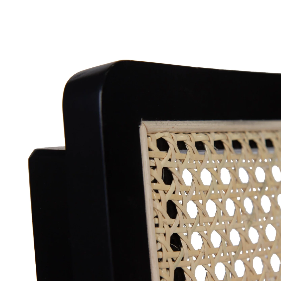 Black Rattan Dining Chairs – Set of Two close up of the rattan detail