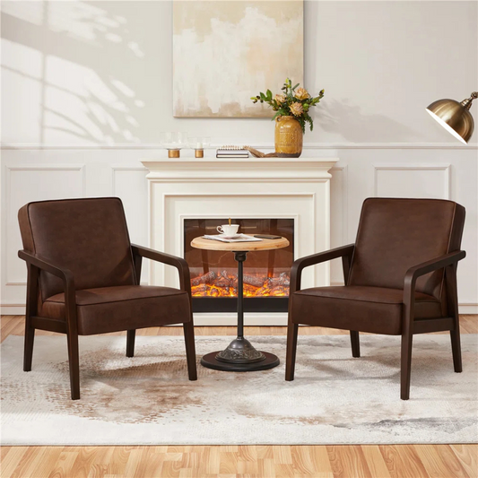 Faux Brown Leather Armchair